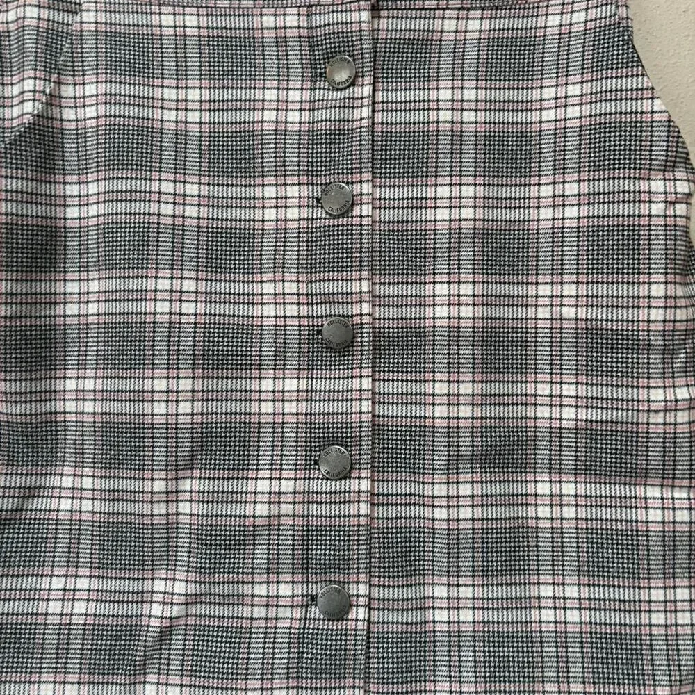 Hollister XS Y2K Plaid Mini Skirt Schoolgirl Preppy Grunge Button Front